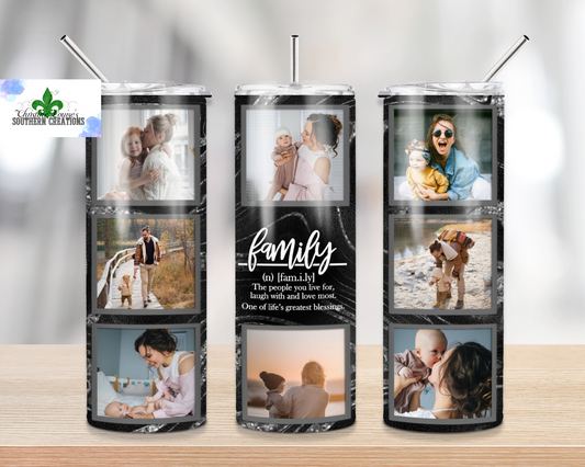 Family Personalized photo Tumbler, 20 Oz. Insulated Tumbler with Lid and Straw