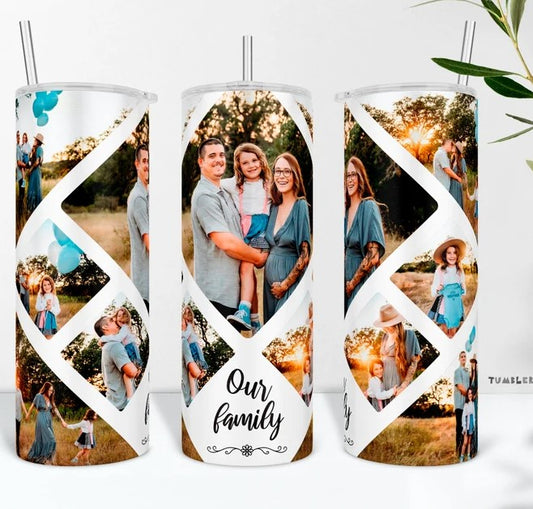 9 Photo Personalized  Tumbler, 20 Oz. Insulated Tumbler with Lid and Straw