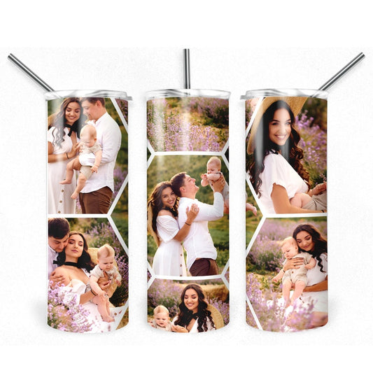 Honeycomb Personalized Name Tumbler, 20 Oz. Insulated Tumbler with Lid and Straw