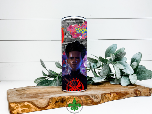 Spider Miles Inspired Tumbler, 20 Oz. Insulated Tumbler with Lid and Straw