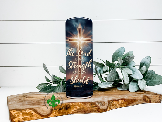 Cross Light I Can Do All Things Through Christ Faith Tumbler, 20 Oz. Insulated Tumbler with Lid and Straw