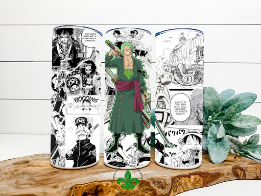 Zoro Inspired Tumbler, 20 Oz. Insulated Tumbler with Lid and Straw