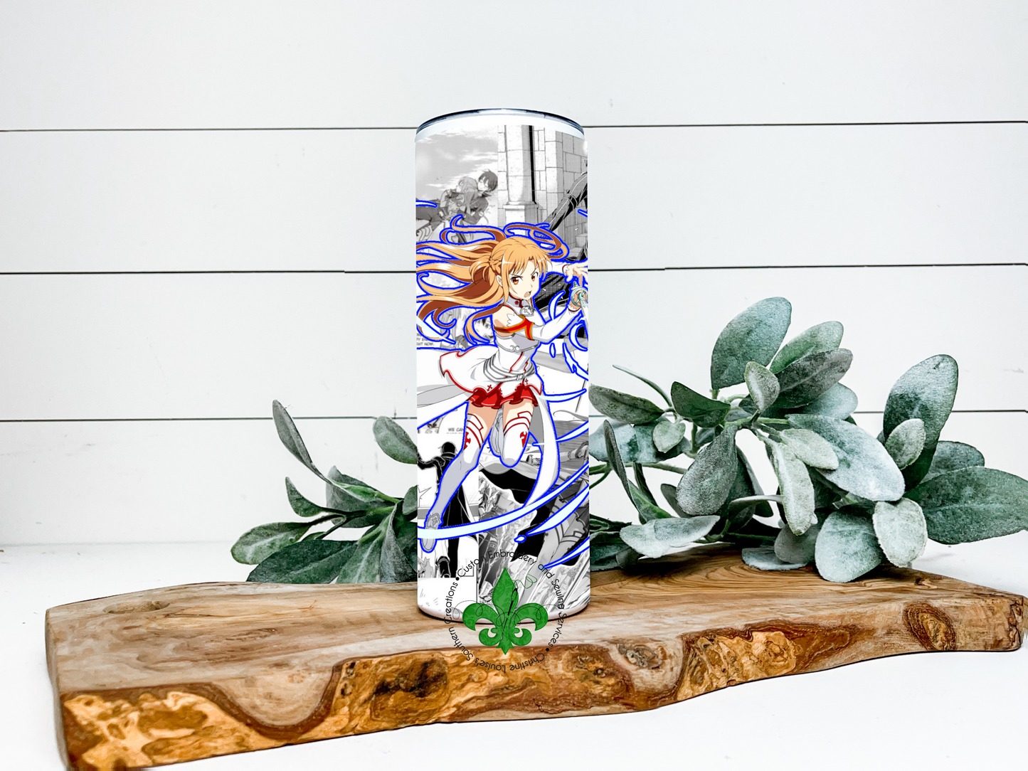 Asuna Inspired Tumbler, 20 Oz. Insulated Tumbler with Lid and Straw