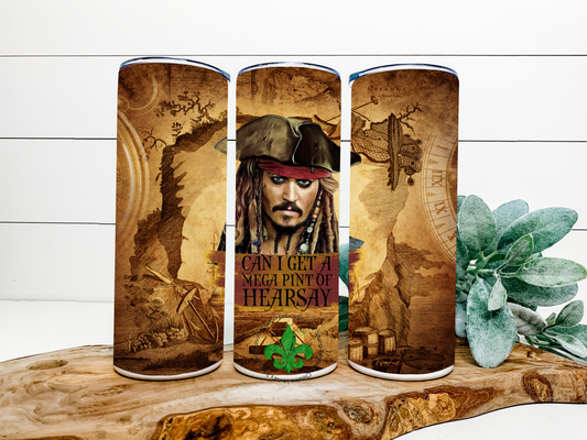 Capitan Sparrow Inspired Tumbler, 20 Oz. Insulated Tumbler with Lid and Straw