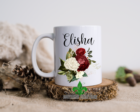 Assorted Floral Bouquet Personalized Name Mug