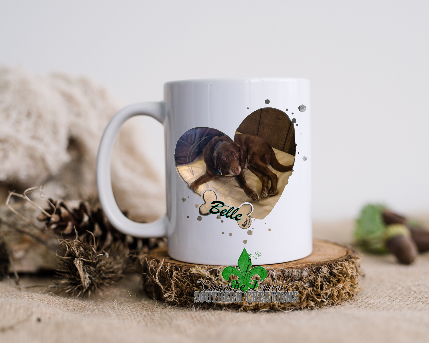 Dog Bone Heart Photo Personalized Mug