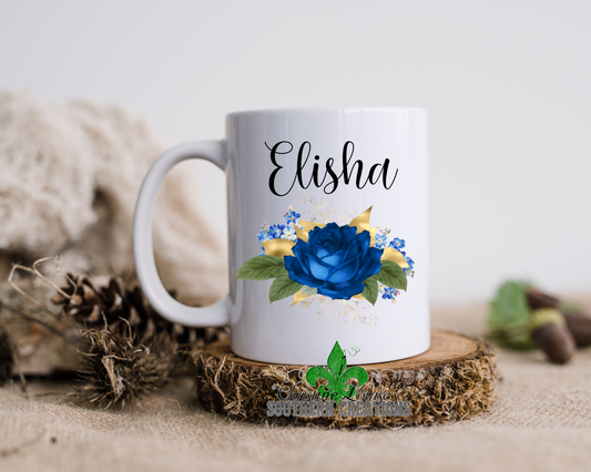 Royal Floral Bouquet Personalized Name Mug