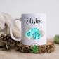 Teal And Gold Floral Bouquet Personalized Name Mug
