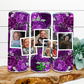 Photo Frame Purple Flowers Personalized Name Tumbler, 20 Oz. Insulated Tumbler with Lid and Straw