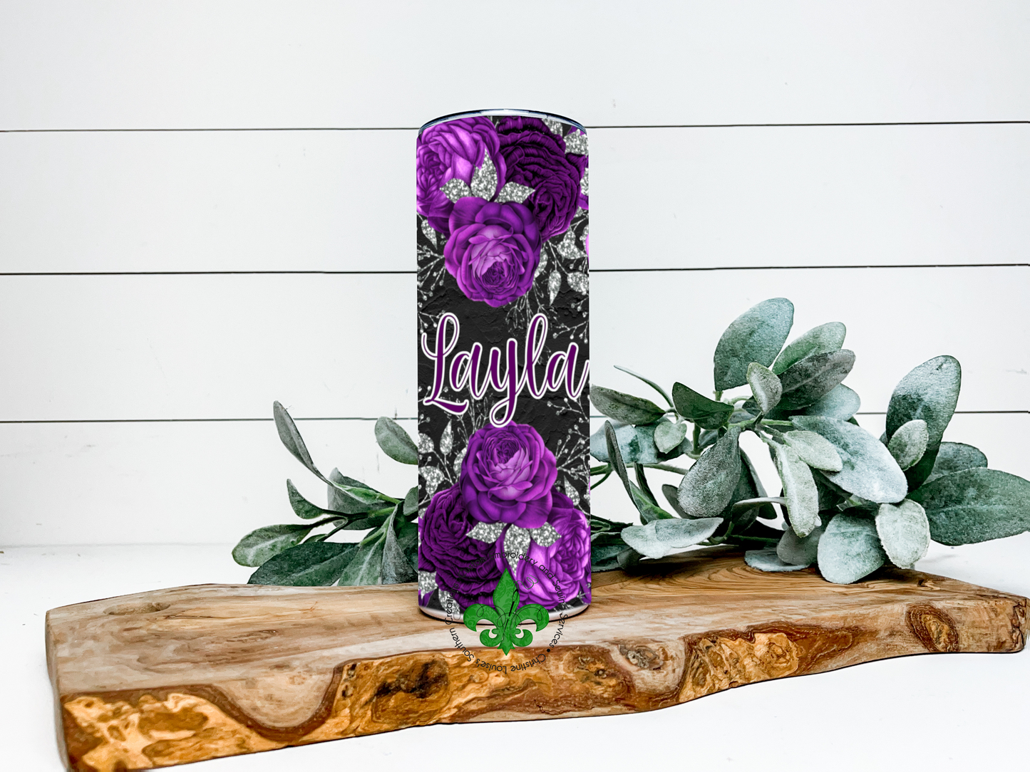 Purple Flowers Personalized Name Tumbler Dark Background, 20 Oz. Insul –  CL-SouthernCreations